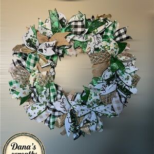Festive Green and Gold Holiday Wreath